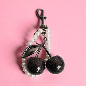 BLACK CHERRY Pearl Keychain Bag Charm NEW NIP